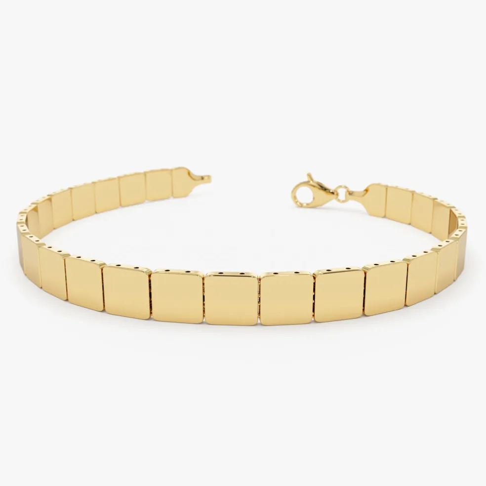 14k Gold Square Link Stacking Bracelet