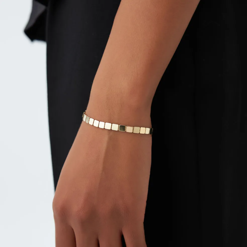 14k Gold Square Link Stacking Bracelet