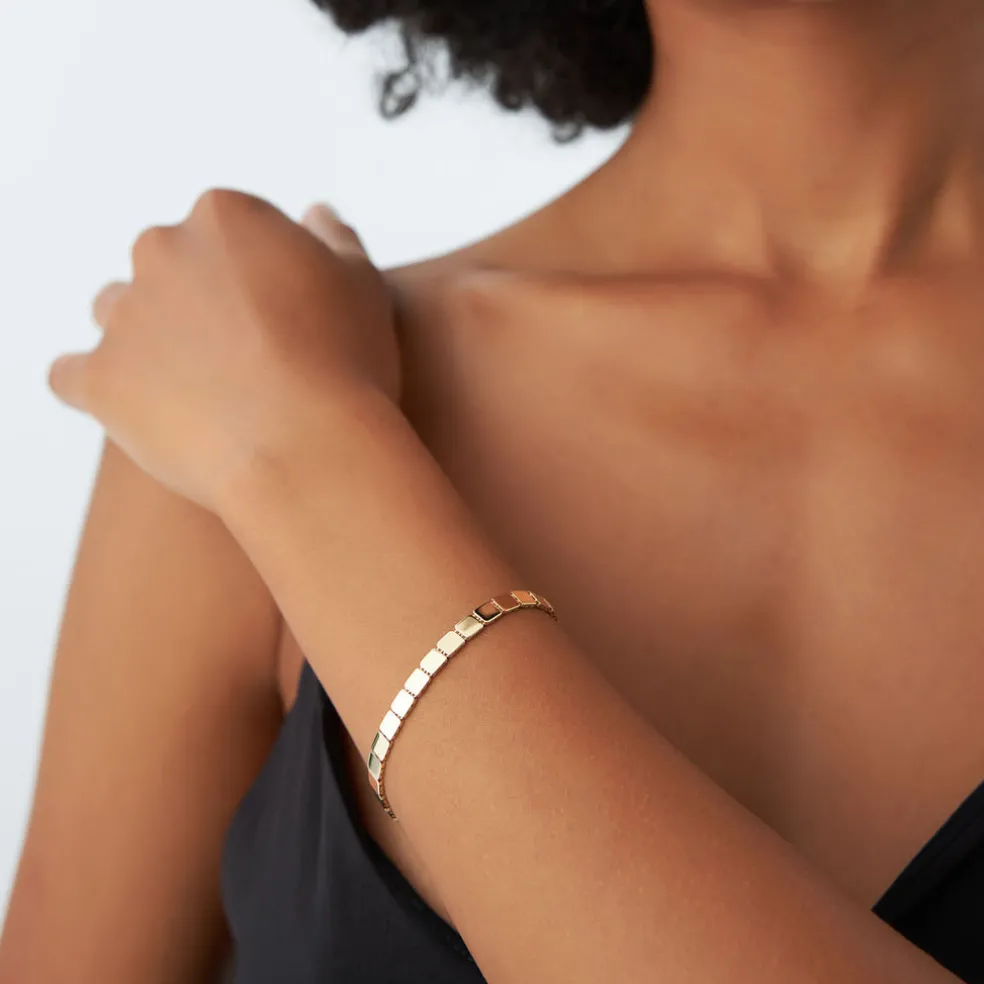 14k Gold Square Link Stacking Bracelet