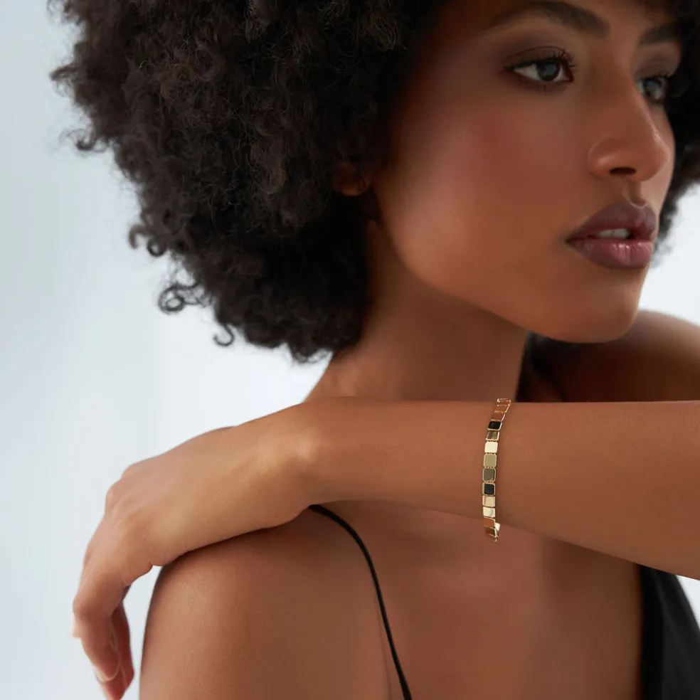 14k Gold Square Link Stacking Bracelet