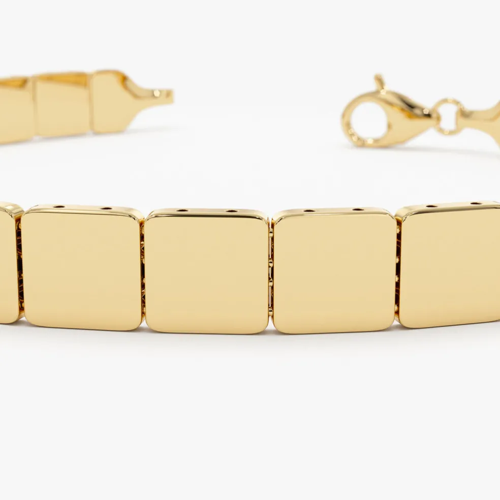 14k Gold Square Link Stacking Bracelet