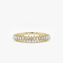 14K Gold Stackable Vertical Baguette Diamond Ring