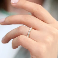 14K Gold Stackable Vertical Baguette Diamond Ring