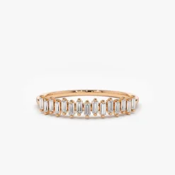 14K Gold Stackable Vertical Baguette Diamond Ring