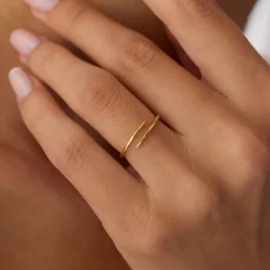 14k Gold Stacking Criss Cross Ring