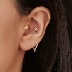 14k Gold Star Diamond Helix Piercing