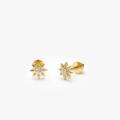 14k Gold Star Diamond Helix Piercing