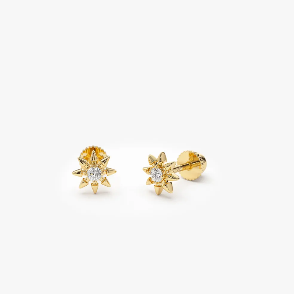 14k Gold Star Diamond Helix Piercing