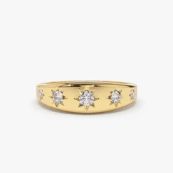 14k Gold Star Setting Graduating Diamond Statement Ring