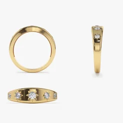 14k Gold Star Setting Graduating Diamond Statement Ring