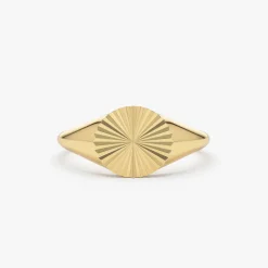 14k Gold Sun Signet Ring