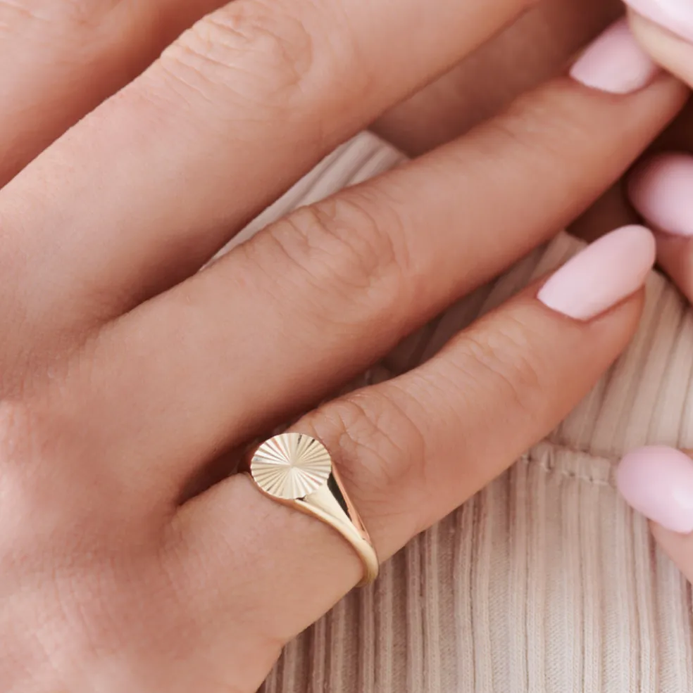 14k Gold Sun Signet Ring