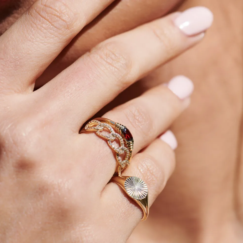 14k Gold Sun Signet Ring