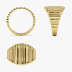 14k Gold Tapered Ribbed Statement Band