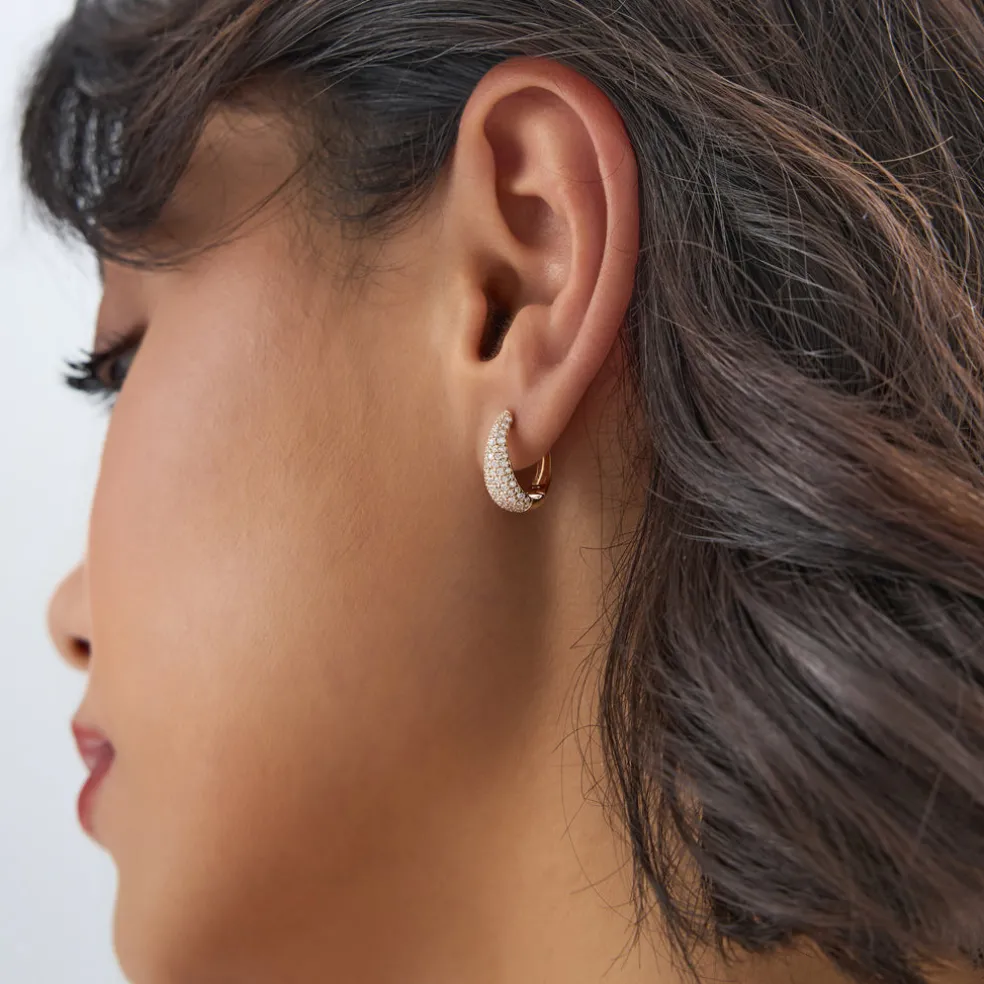 14K Gold Teardrop Diamond Hoop Earrings