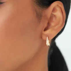 14k Gold Teardrop Diamond Hoop Earrings