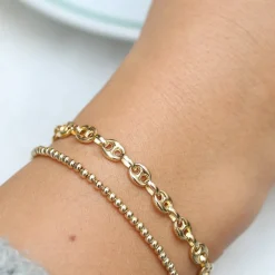 14k Gold Thick Puffed Mariner Bracelet