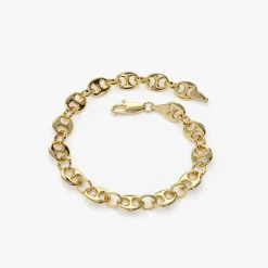 14k Gold Thick Puffed Mariner Bracelet