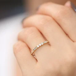 14K Gold Three Diamond Equilibrium Ring