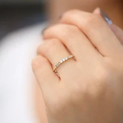 14K Gold Three Diamond Equilibrium Ring