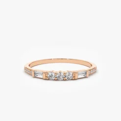 14K Gold Three Diamond Equilibrium Ring