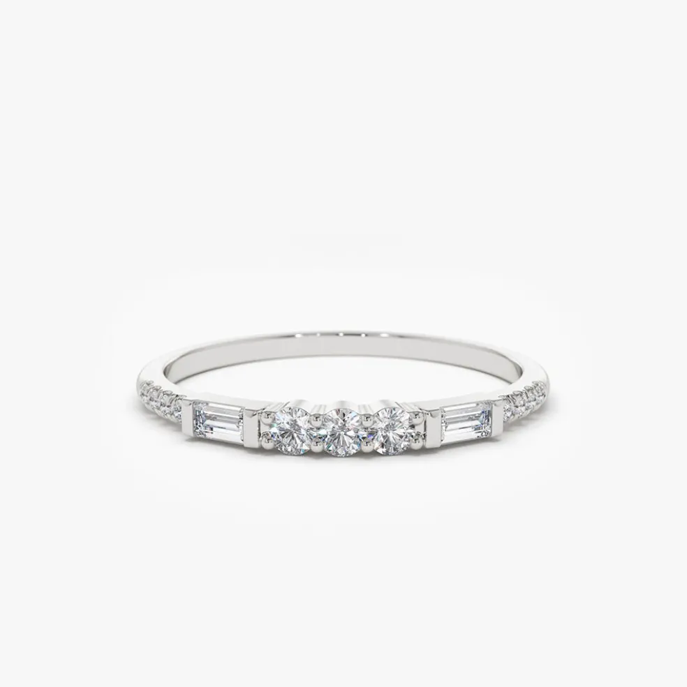 14K Gold Three Diamond Equilibrium Ring