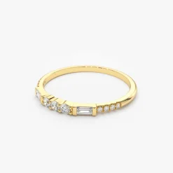 14K Gold Three Diamond Equilibrium Ring