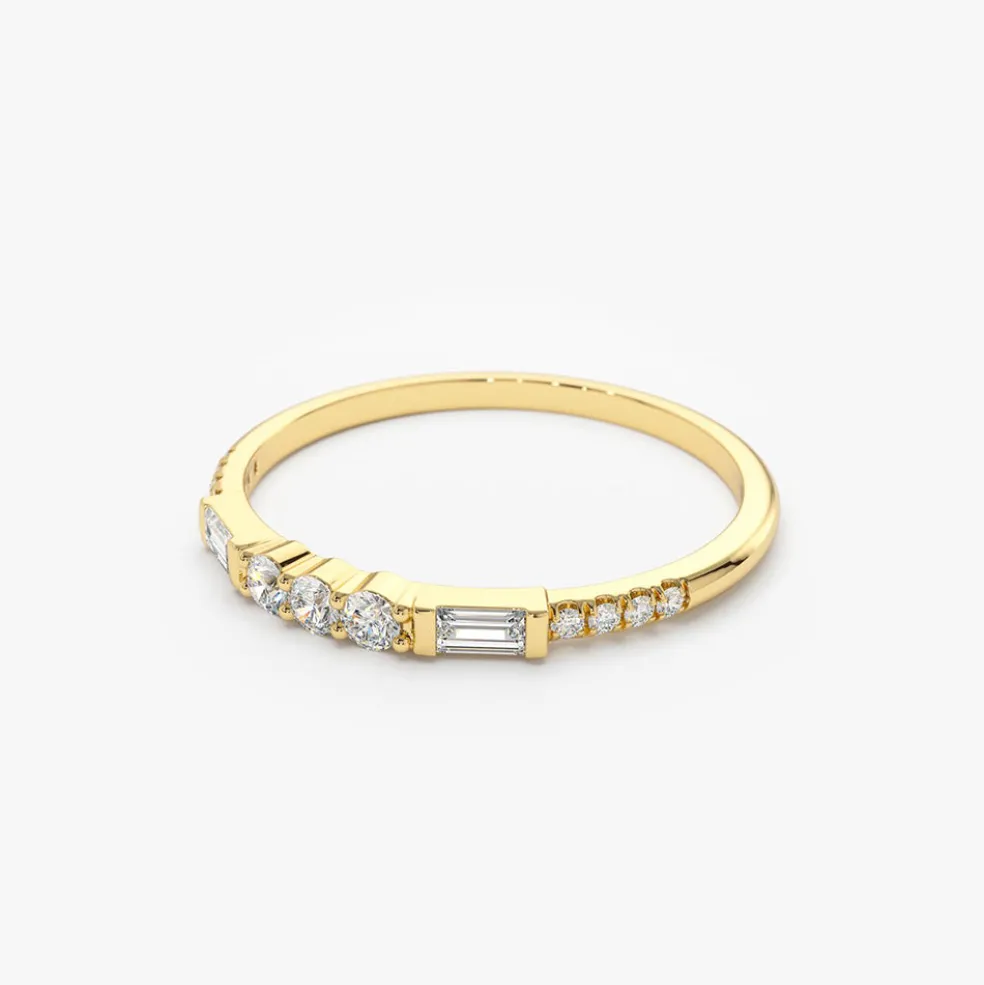 14K Gold Three Diamond Equilibrium Ring