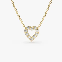 14K Gold Tiny Diamond Heart Necklace