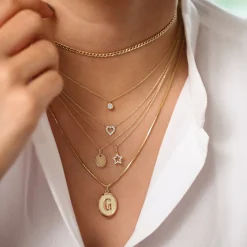 14K Gold Tiny Diamond Heart Necklace