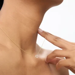 14K Gold Tiny Diamond Heart Necklace