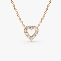 14K Gold Tiny Diamond Heart Necklace