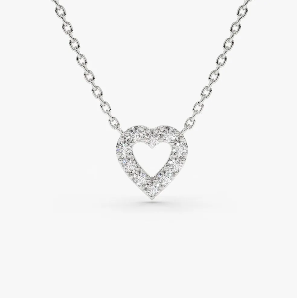 14K Gold Tiny Diamond Heart Necklace