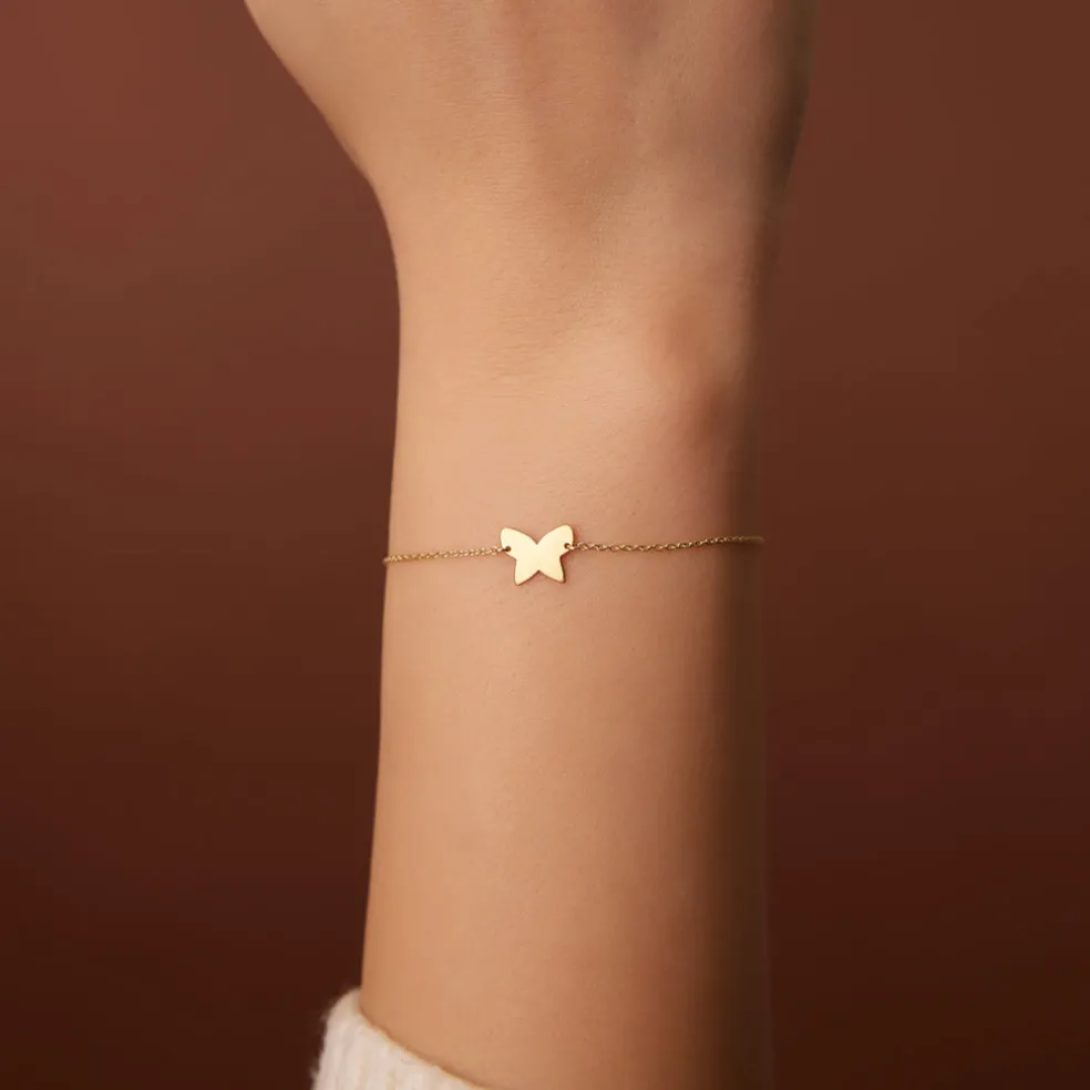 14K Gold Trendy Gold Butterfly Bracelet
