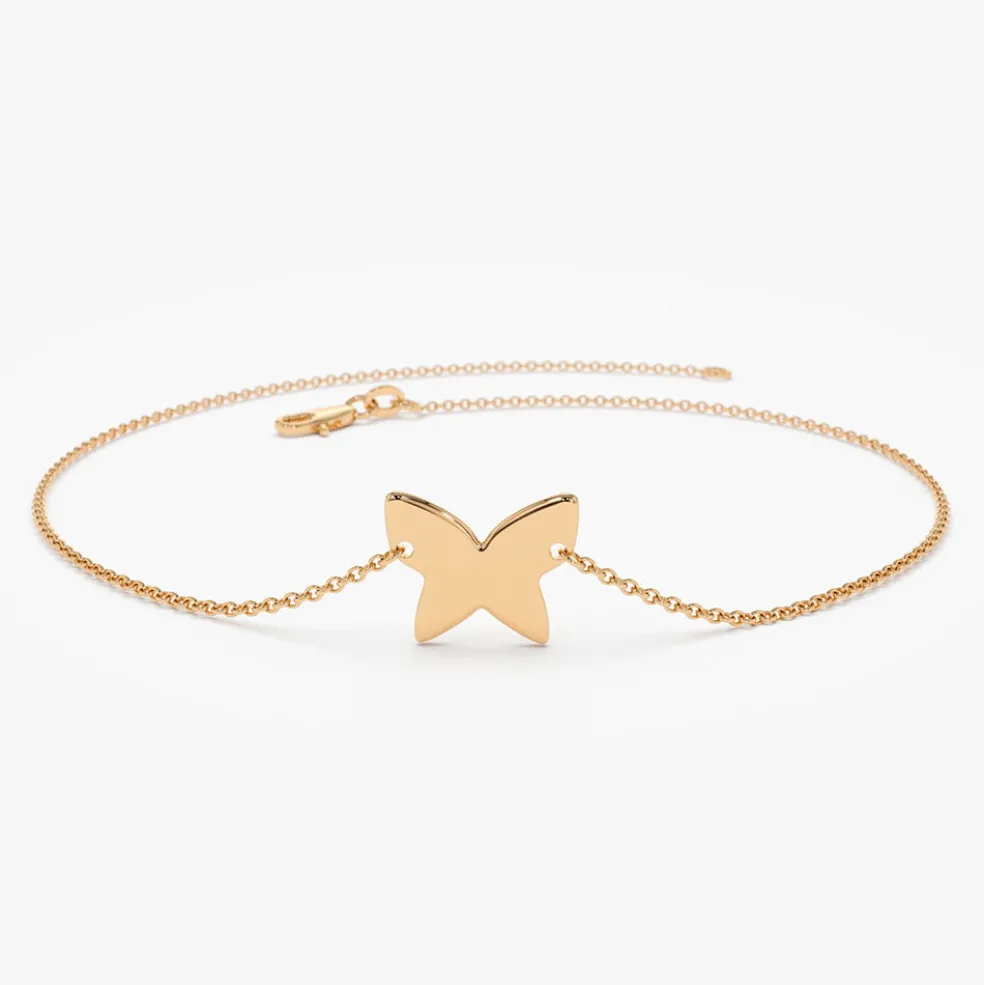14K Gold Trendy Gold Butterfly Bracelet
