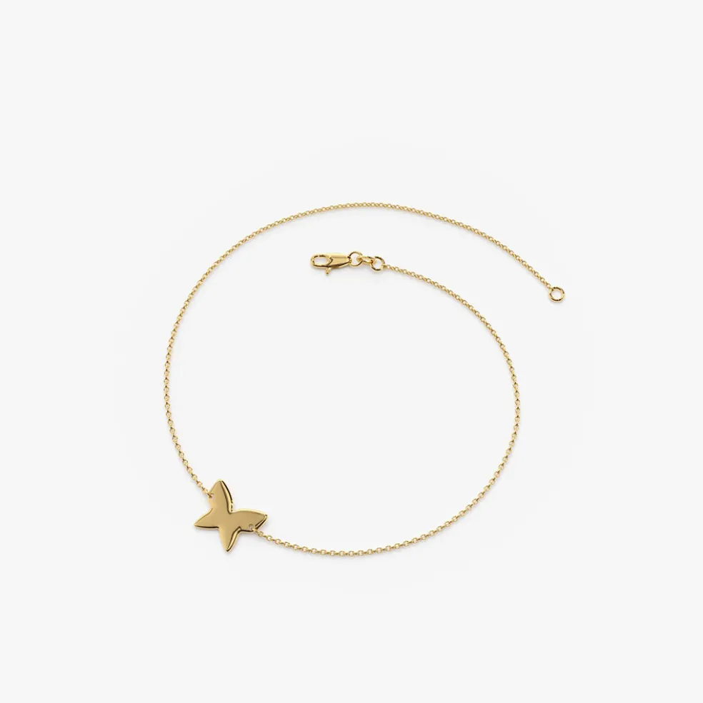 14K Gold Trendy Gold Butterfly Bracelet