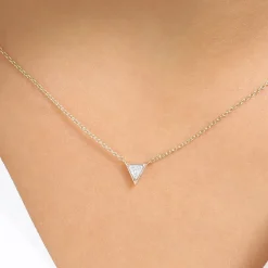 14K Gold Triangle Cut Diamond Solitaire Necklace