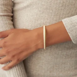 14K Gold Twist Bangle Bracelet