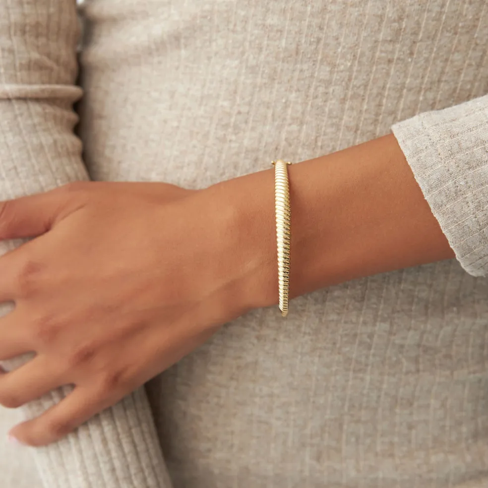 14K Gold Twist Bangle Bracelet