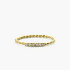 14K Gold Twisted Diamond Wedding Band