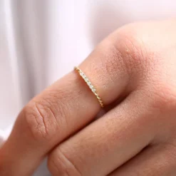14K Gold Twisted Diamond Wedding Band