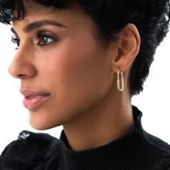 14K Gold Twisted Rope Oval Hoop Earrings