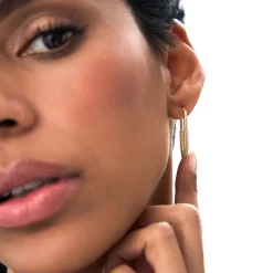 14K Gold Twisted Rope Oval Hoop Earrings