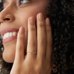 14K Gold Twisted Rope Ring Set