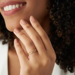 14K Gold Twisted Rope Ring Set
