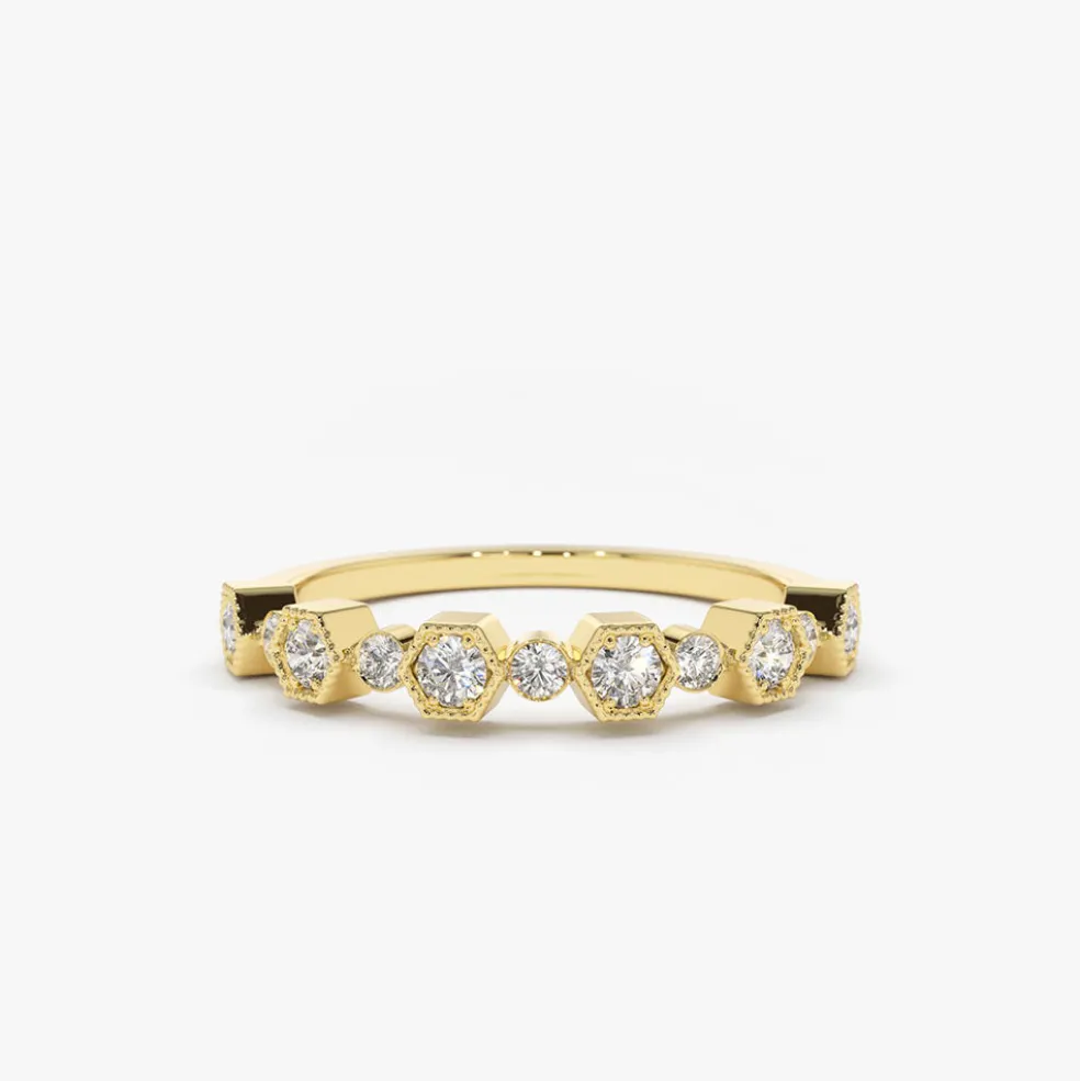 14K Gold Unique Diamond Anniversary Ring