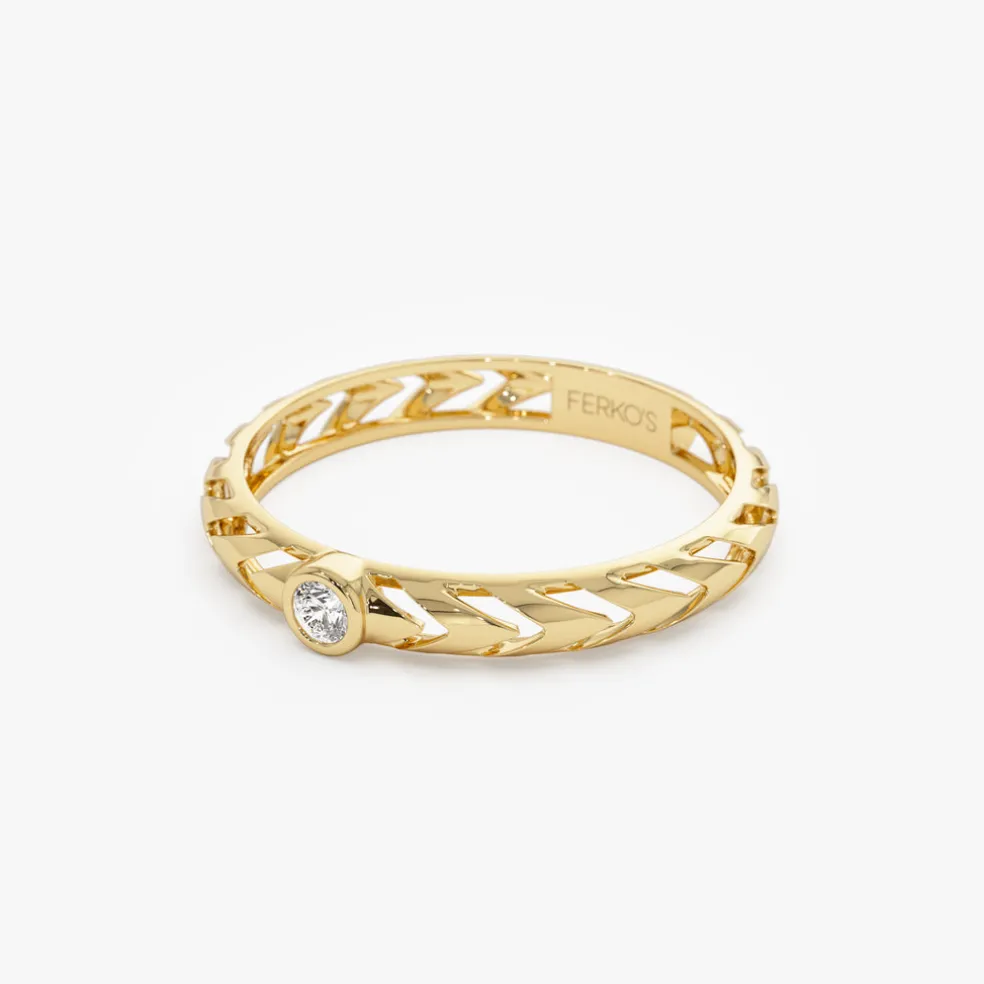 14k Gold Unique Diamond Modern Ring