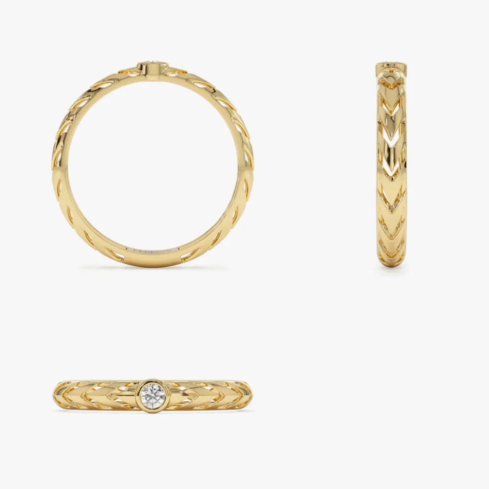 14k Gold Unique Diamond Modern Ring