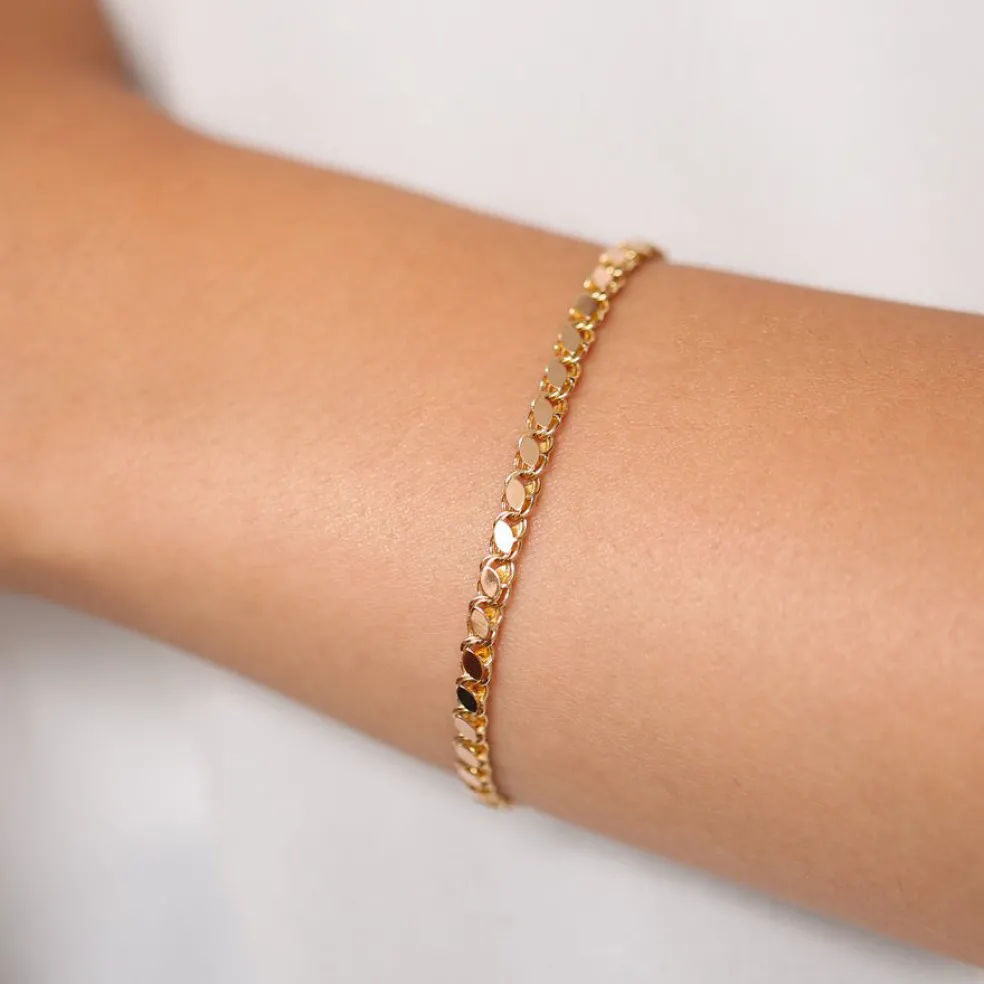 14K Gold Unique Marquise Shape Bracelet