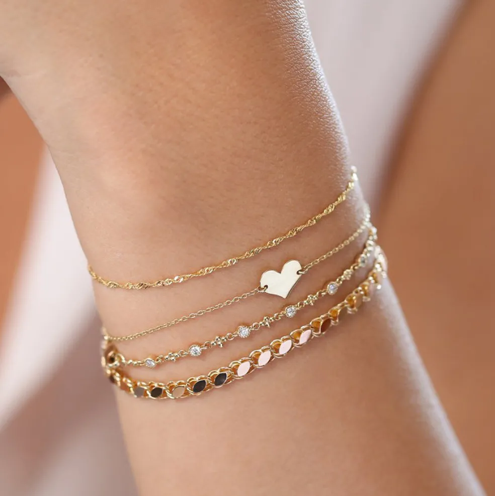 14K Gold Unique Marquise Shape Bracelet